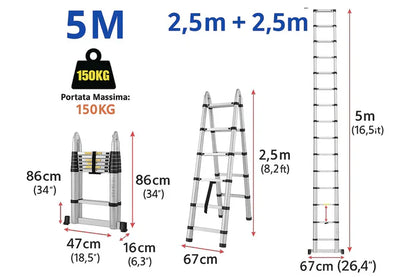Scala Telescopica 5M in Alluminio